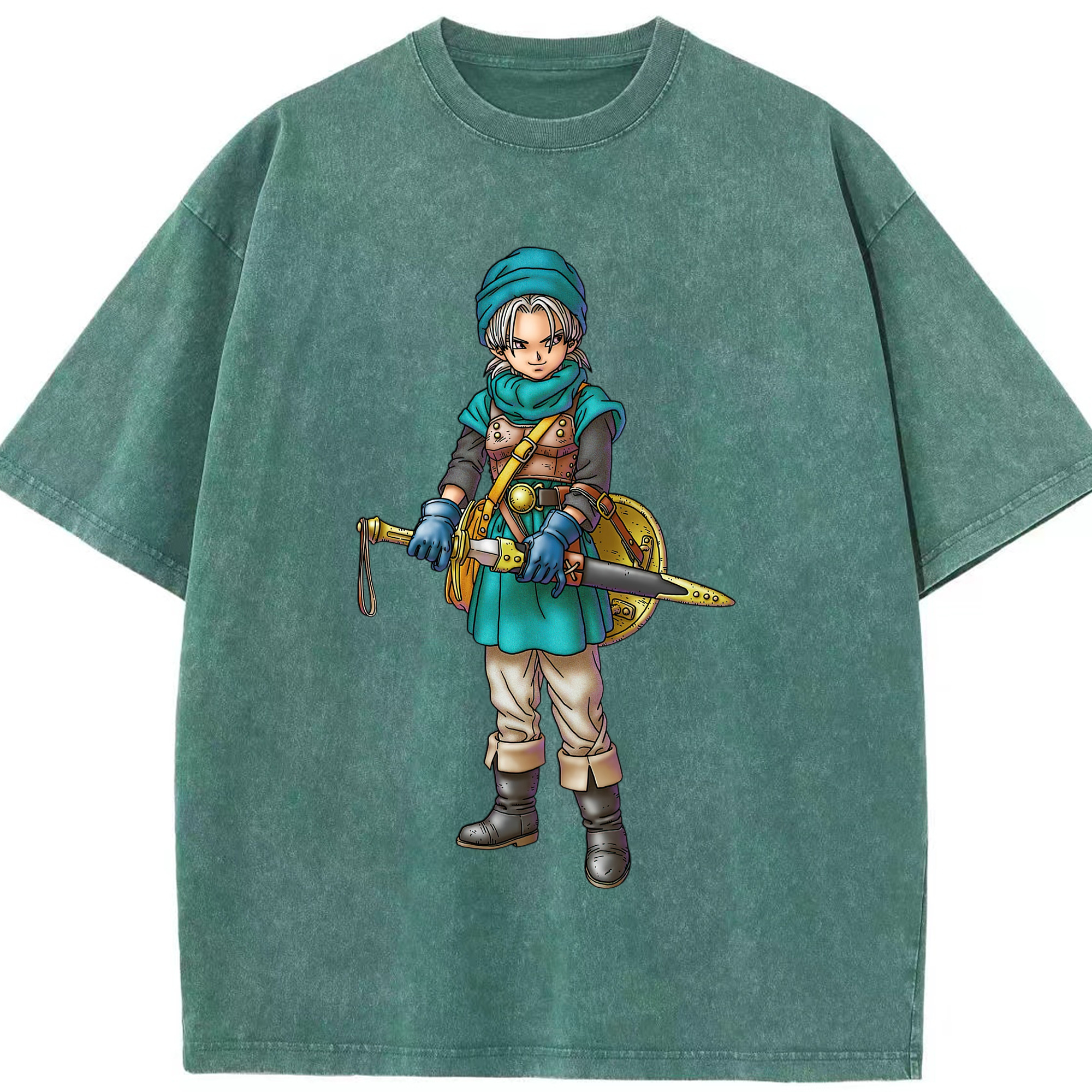 （画像用） ドラゴンクエスト Doragon Kuesuto Dragon Quest 綿100% ヴィンテージ風 半袖Tシャツ（フロントプリント）